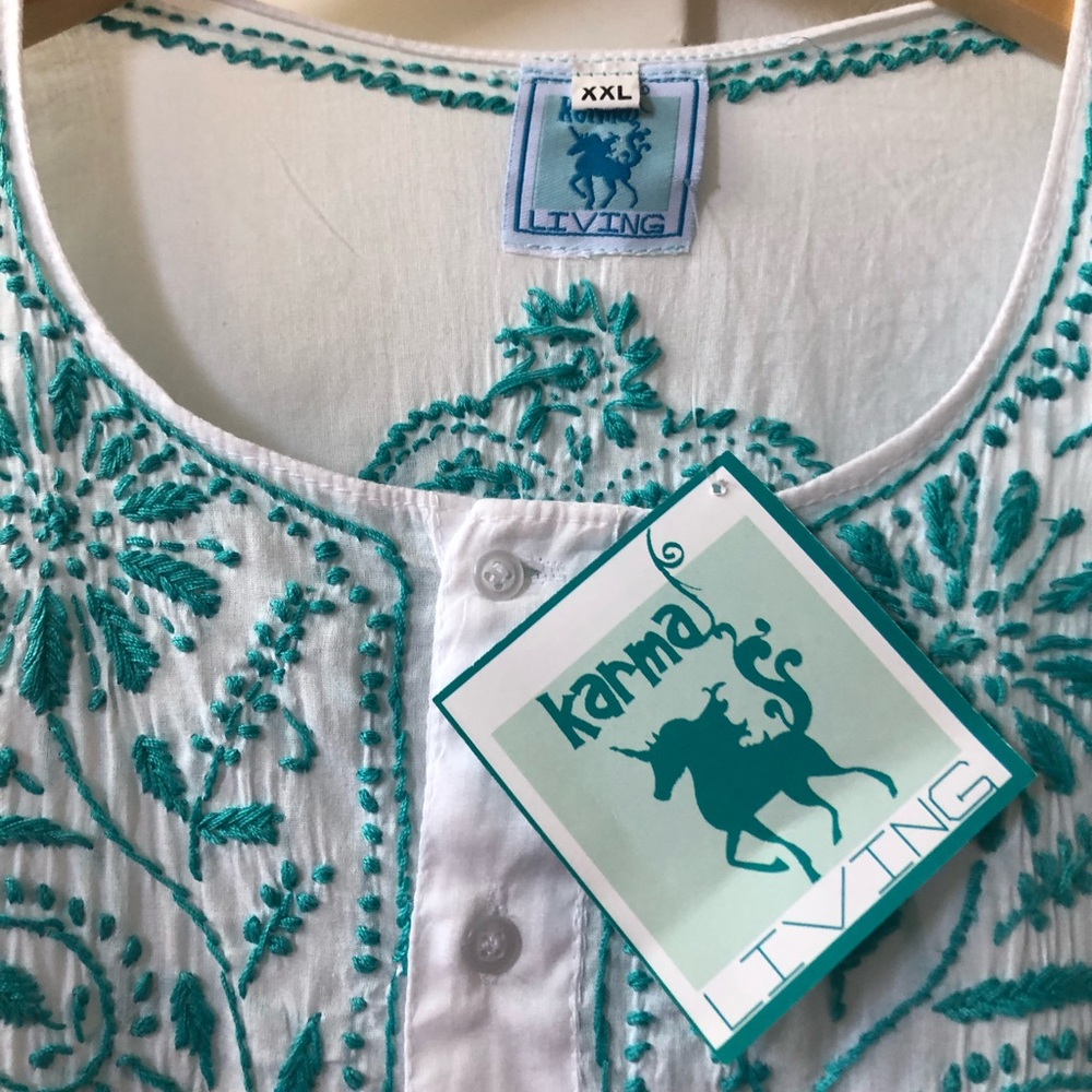 Karma Living embroidered coverup tunic. Handcrafted. Size 12. Brand new! - Picture 11 of 12